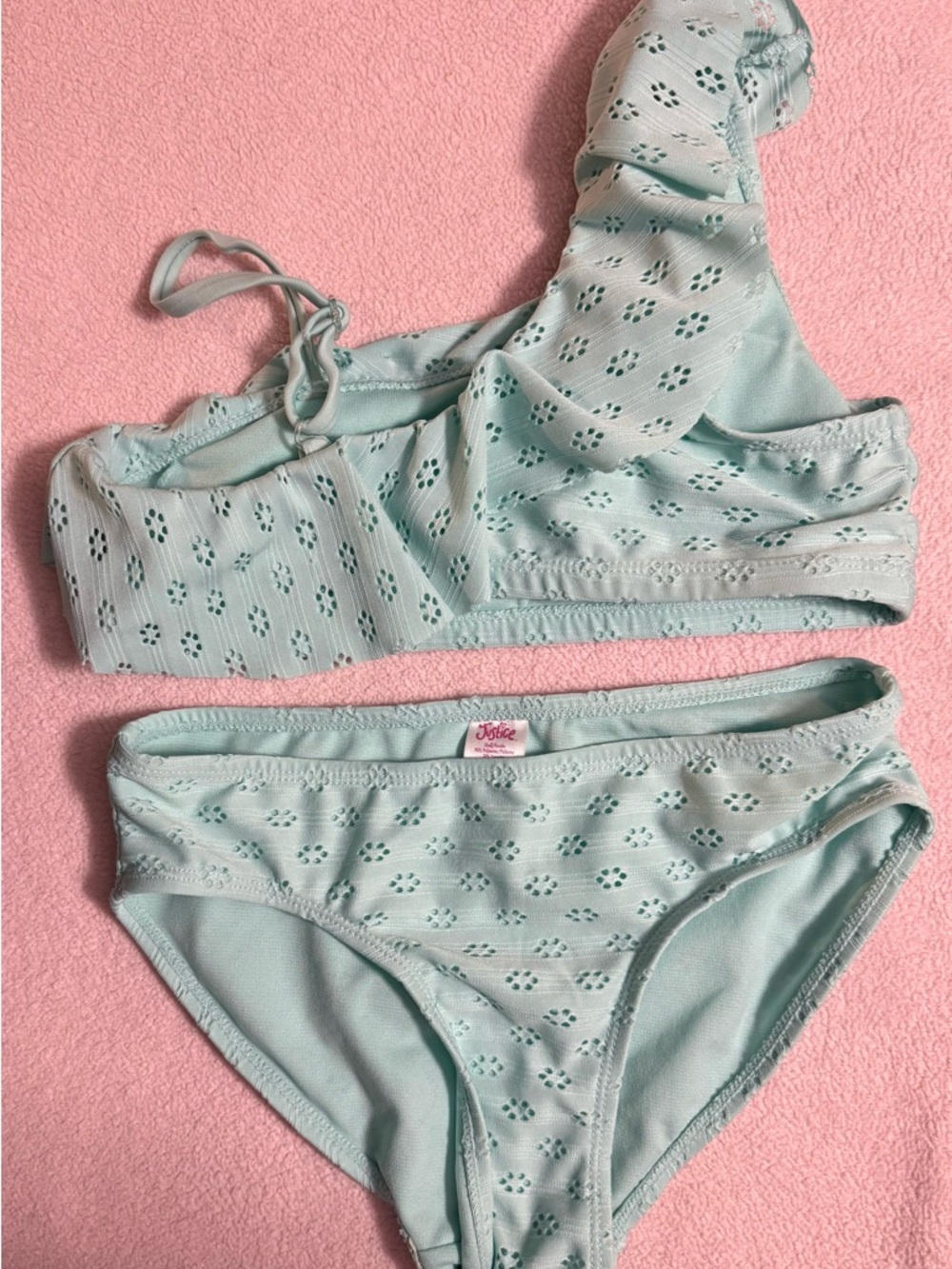 Justice Girls SZ 10 Mint Green Tankini Bathing Suit Set